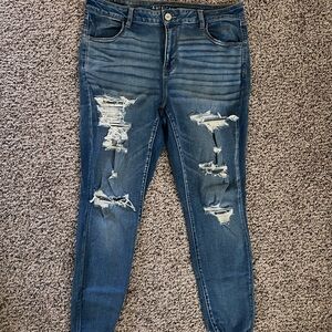 American Eagle Outfitters Ripped Skinny Jeans - Blue